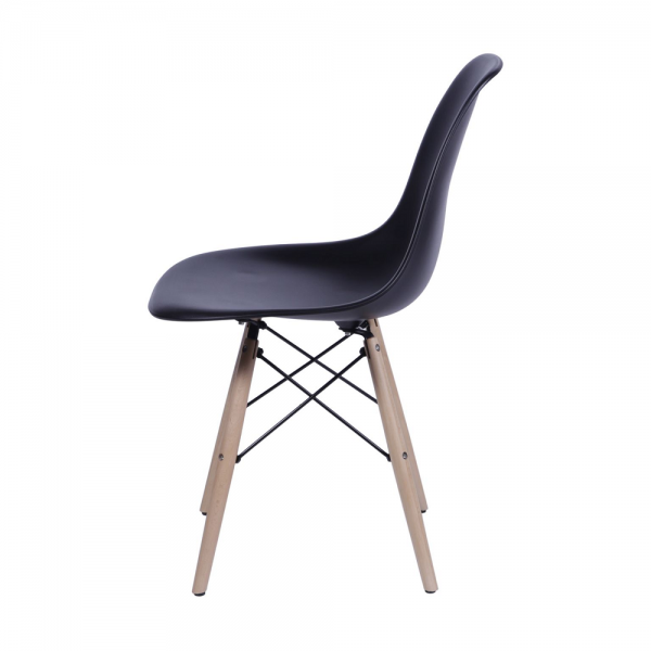 Cadeira Eiffel Eames Polipropileno Preta Pé Madeira-4644